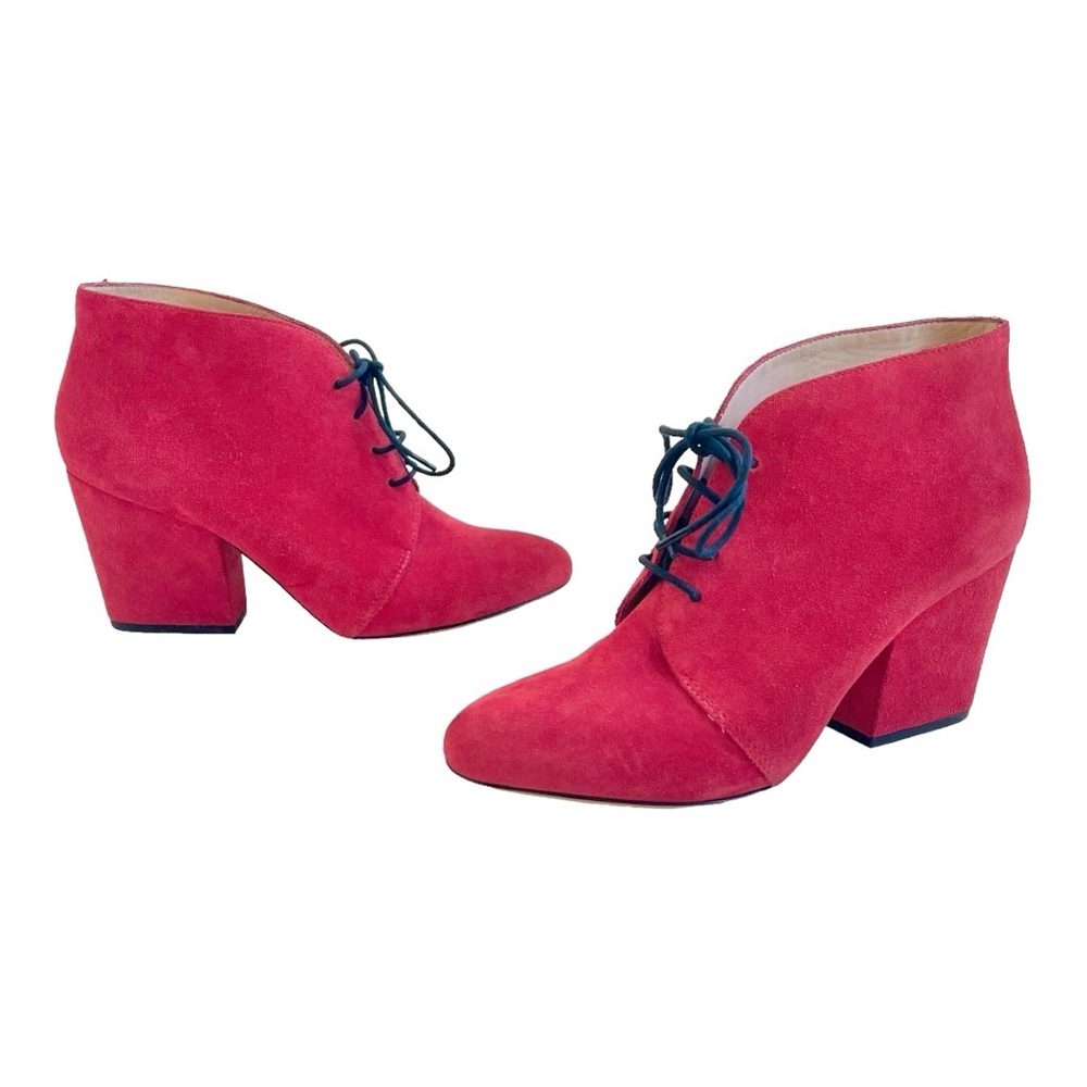 Kate Spade Bright Red Suede Lace-Up Roger Ankle Booties